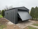 Garaż blaszany akrylowy 4m x 7m + Wiata 1m ID 39
