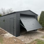 Garaż blaszany akrylowy 4m x 7m + Wiata 1m ID 39