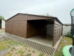 Garaż blaszany drewnopodobny 6 m x 6 m + 3m ID 75