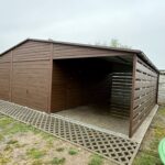 Garaż blaszany drewnopodobny 6 m x 6 m + 3m ID 75